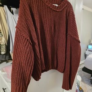 Wonderly Brown Crew Neck Sweater with Ribbed Texture